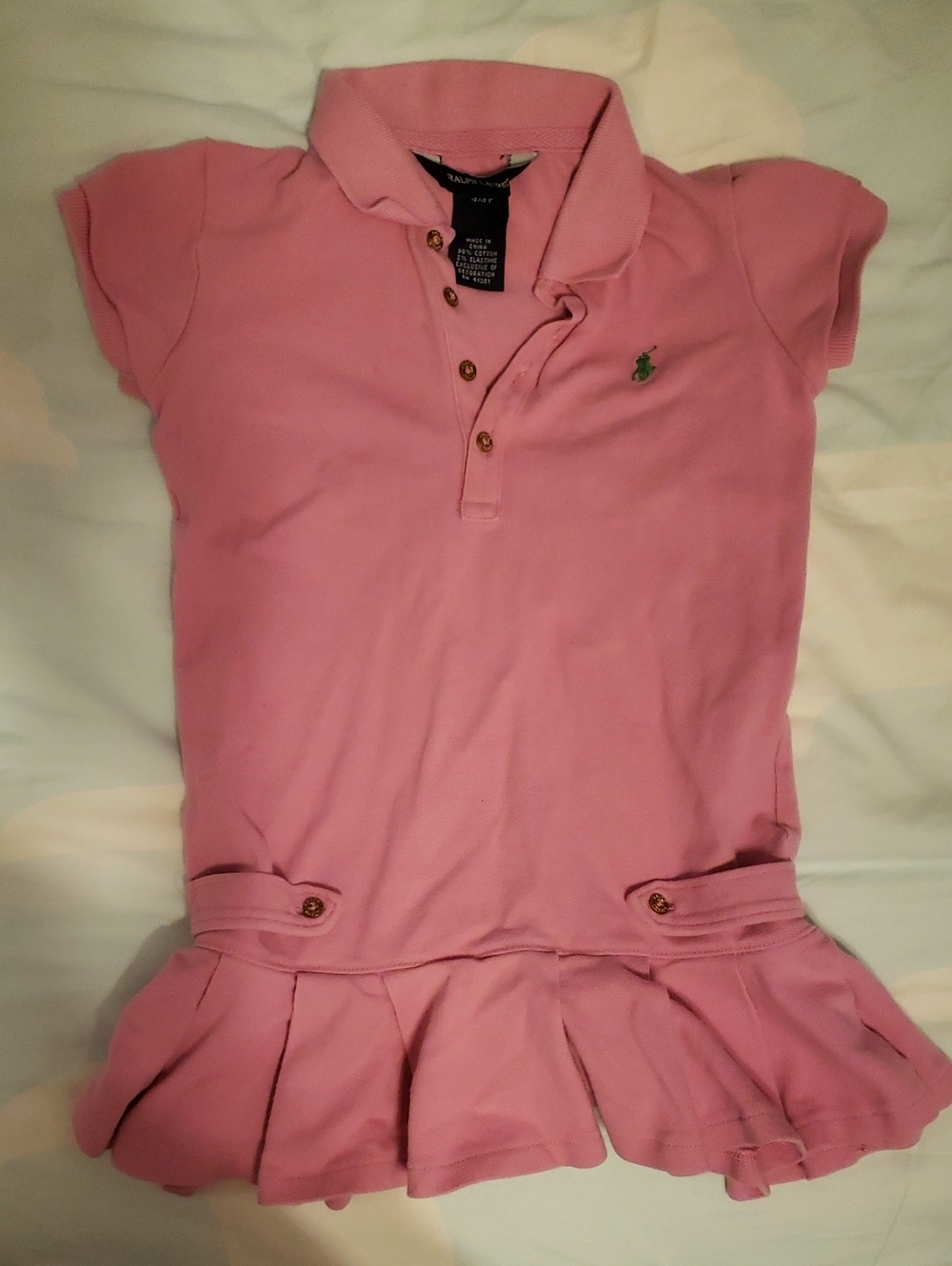 Ralph Lauren Pink Polo Tennis Dress Top with Ruffled Hem
